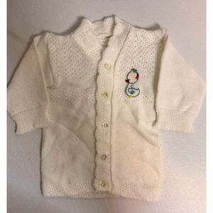 Vintage White Knitted Newborn Duck Sweater Unisex Baby 5033